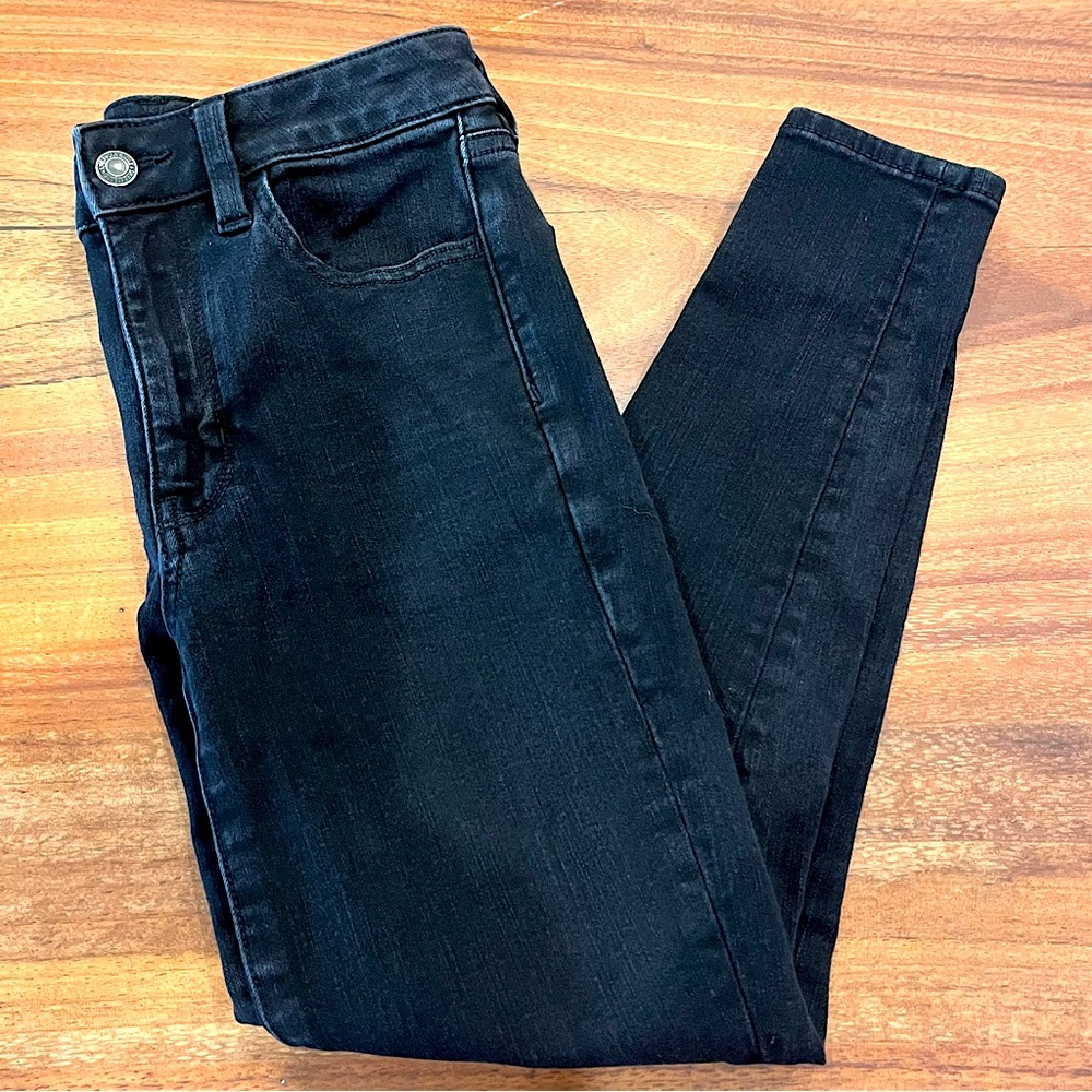 American Eagle 360 Next Level Black Ankle Jeans Size 2 Chic Flattering Sculpting